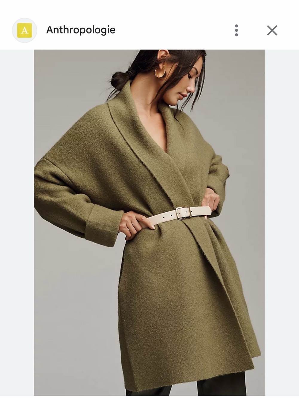 Anthropologie Moss Green Cozy Wrap Cardigan